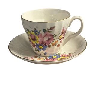 H Aynsley & Co Staffordshire England Vintage Floral Tea Cup and Saucer Set